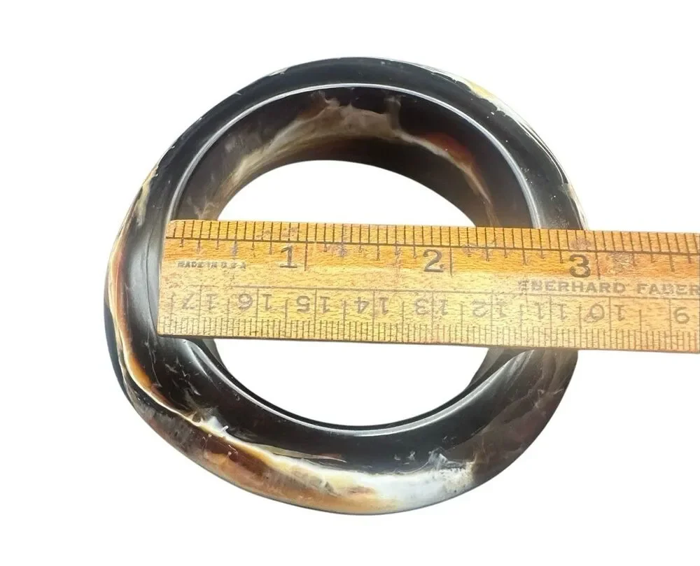 Vintage Marbled Lucite Brown Cream Bangle Bracelet tortoise shell amber